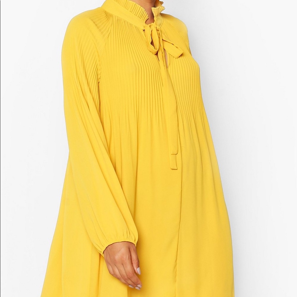 Pussy Bow Pleated Shift Dress Sz 10